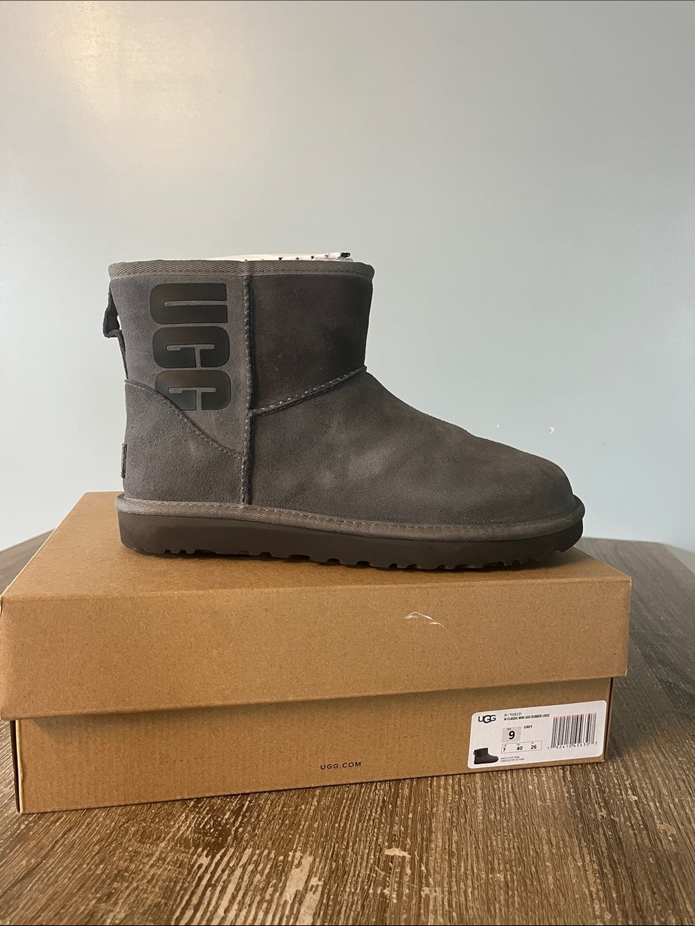 UGG Short Suede Boot in Charcoal Gray